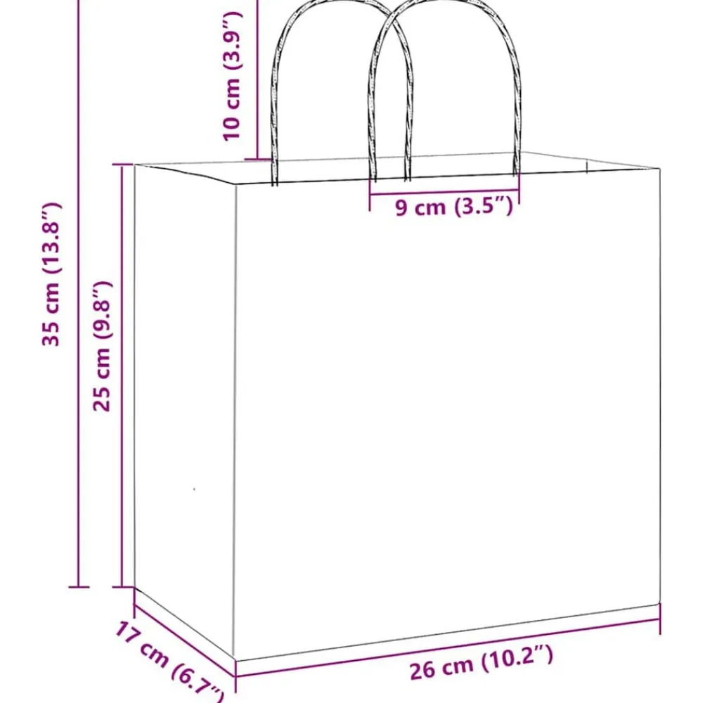vidaXL Bolsas de papel con asas 250 uds 26x17x25 cm Rojo Sale