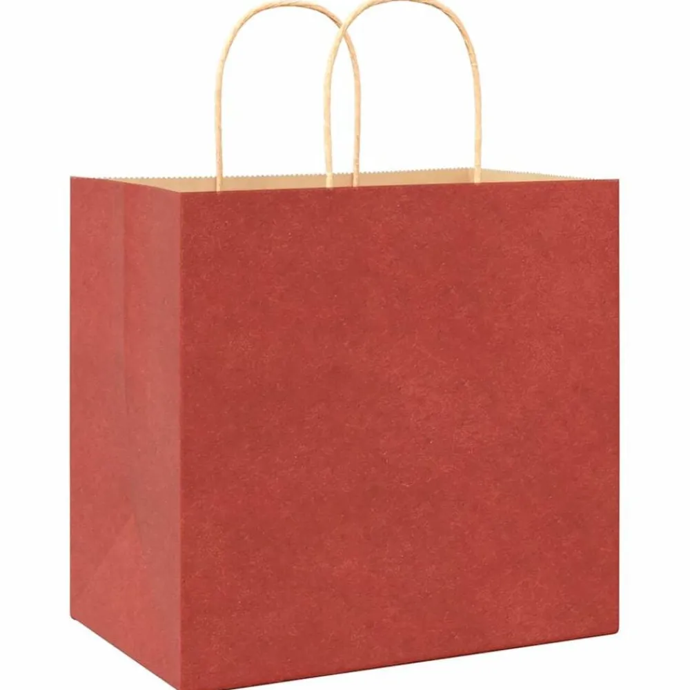 vidaXL Bolsas de papel con asas 250 uds 26x17x25 cm Rojo Sale