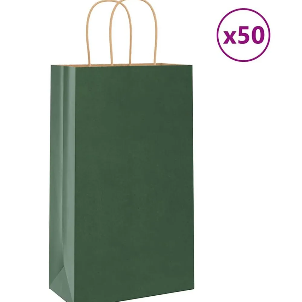 vidaXL Arte Y Ocio-Bolsas de papel con asas 50 uds 21x11x36 cm