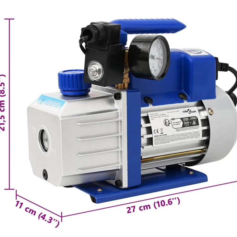 vidaXL Bomba aspiradora de un nivel con manómetro 71 l/min Azul Best