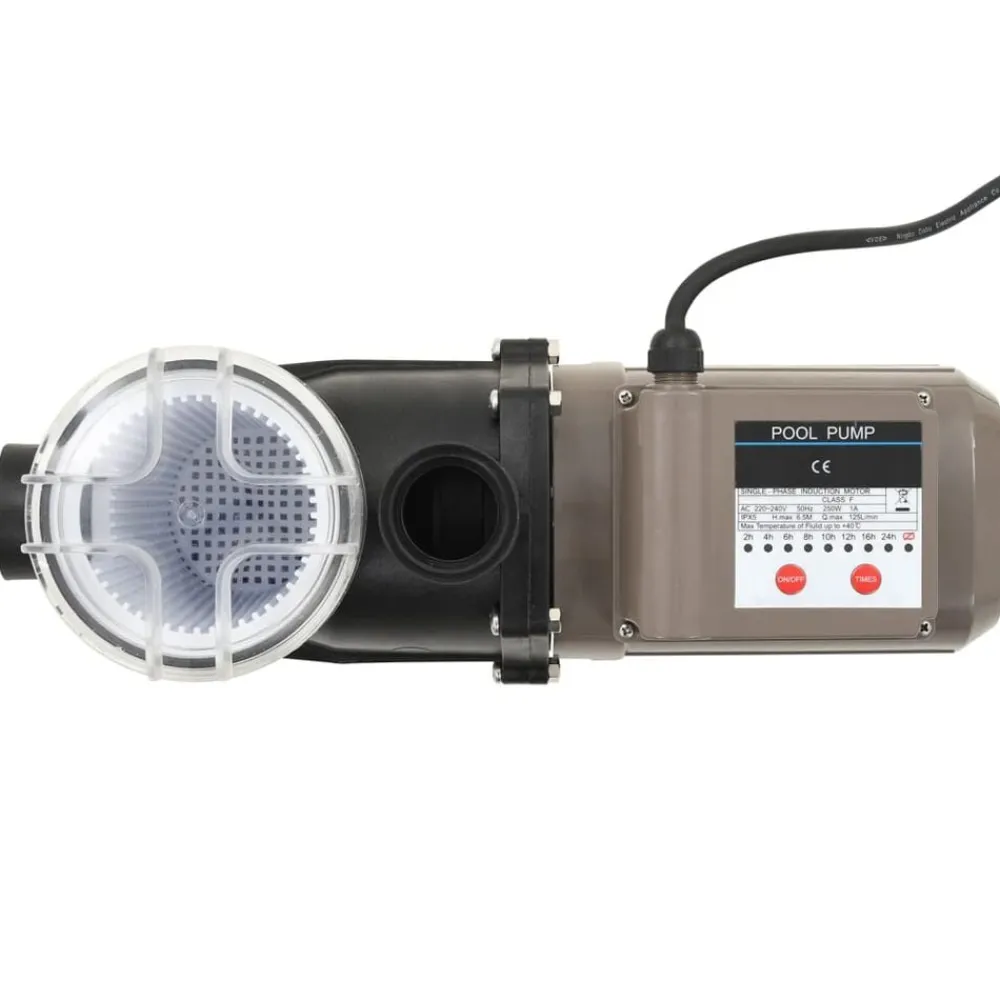 vidaXL Piscina Y Spa-Bomba de piscina con temporizador negra 0,25 HP 8000 L/h
