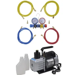vidaXL Accesorios Para Electrodomésticos-Bomba de vacío 50 L/min manómetros de 4 vías kit de herramietas