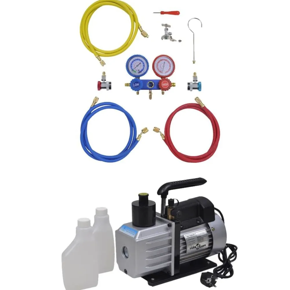 vidaXL Accesorios Para Electrodomésticos-Bomba de vacío 50 L/min manómetros de 2 vías kit de herramietas