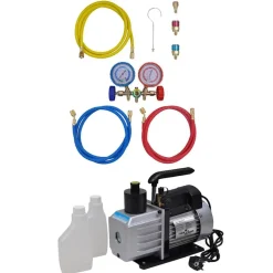 vidaXL Accesorios Para Electrodomésticos-Bomba de vacío set de manómetros 2 vías para aire acondicionado