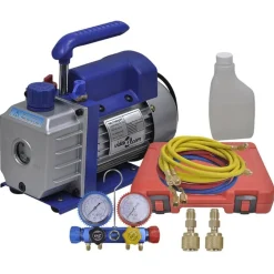 vidaXL Accesorios Para Electrodomésticos-Bomba de vacío una etapa y manómetro colector cuatridireccional