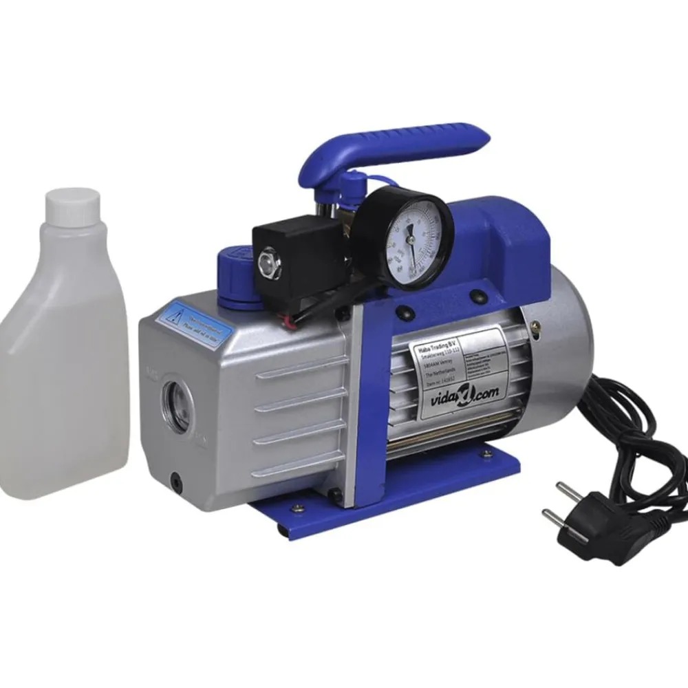 vidaXL Bomba de vacío una etapa y manómetro colector cuatridireccional New