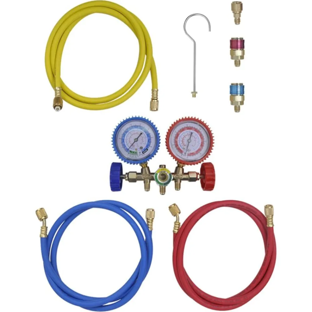 vidaXL Accesorios Para Electrodomésticos-Bomba de vacío una etapa con manómetro colector bidireccional