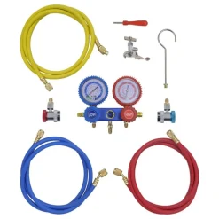 vidaXL Accesorios Para Electrodomésticos-Bomba de vacío una etapa con manómetro colector bidireccional