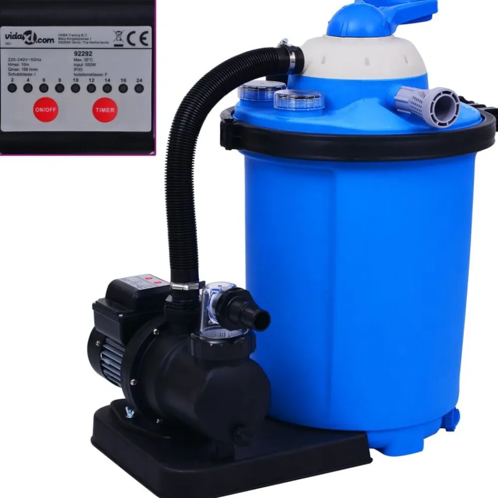 vidaXL Bomba filtro de arena con temporizador 550 W 50 L Clearance