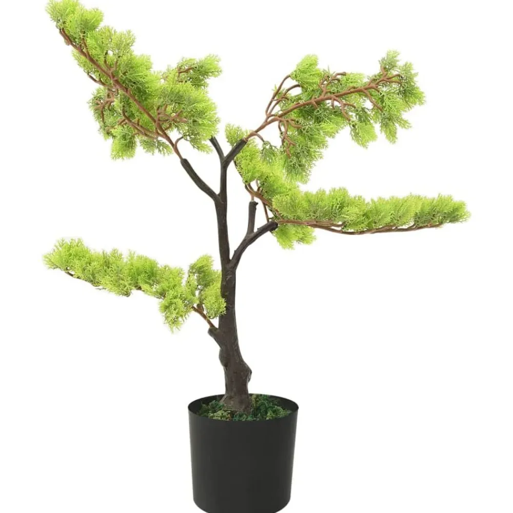 vidaXL Bonsái de ciprés artificial con macetero 60 cm verde Negro y verde Sale