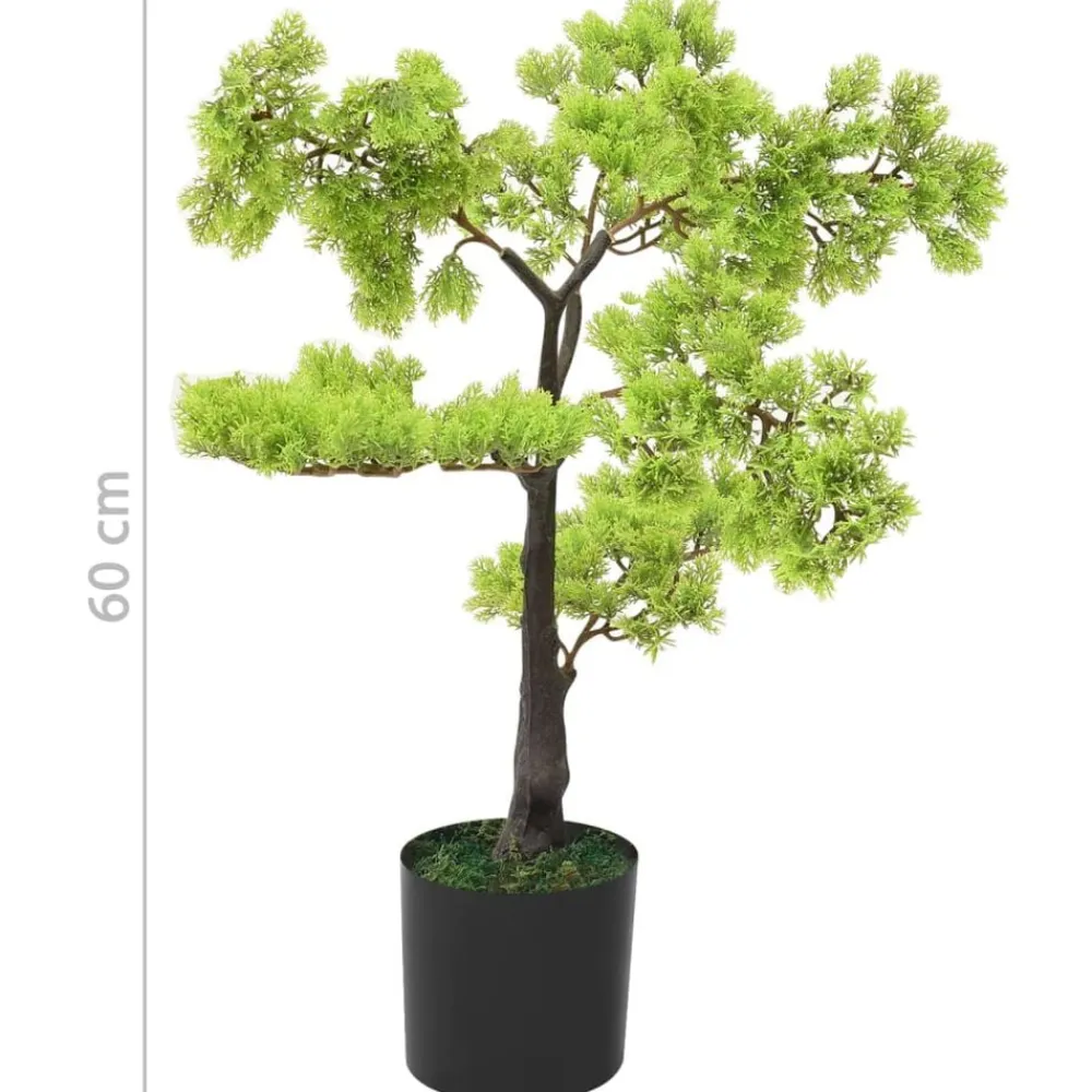 vidaXL Bonsái de ciprés artificial con macetero 60 cm verde Negro y verde Sale