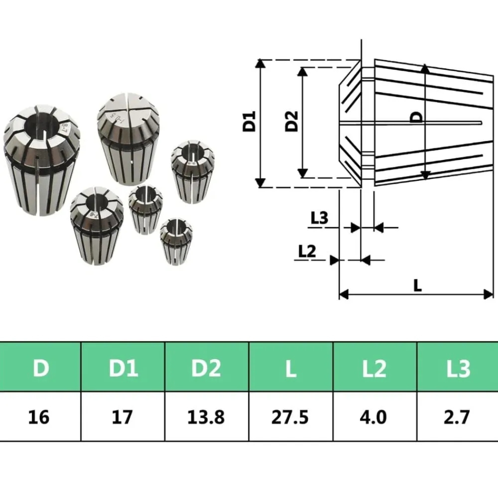 vidaXL Boquilla de sujeción ER16 10 pzas Set herramientas de torneado Discount