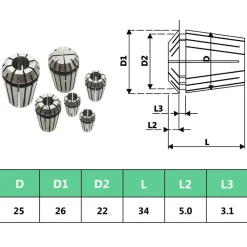 vidaXL Boquilla de sujeción ER25 15 pzas Set herramientas de torneado Online