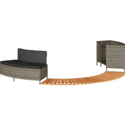 vidaXL Piscina Y Spa-Borde bañera hidromasaje madera acacia y ratán sintético
