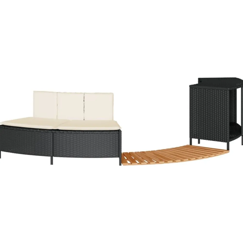 vidaXL Borde bañera hidromasaje madera acacia y ratán sintético Negro Best