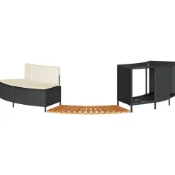 vidaXL Borde bañera hidromasaje madera acacia y ratán sintético Negro Best