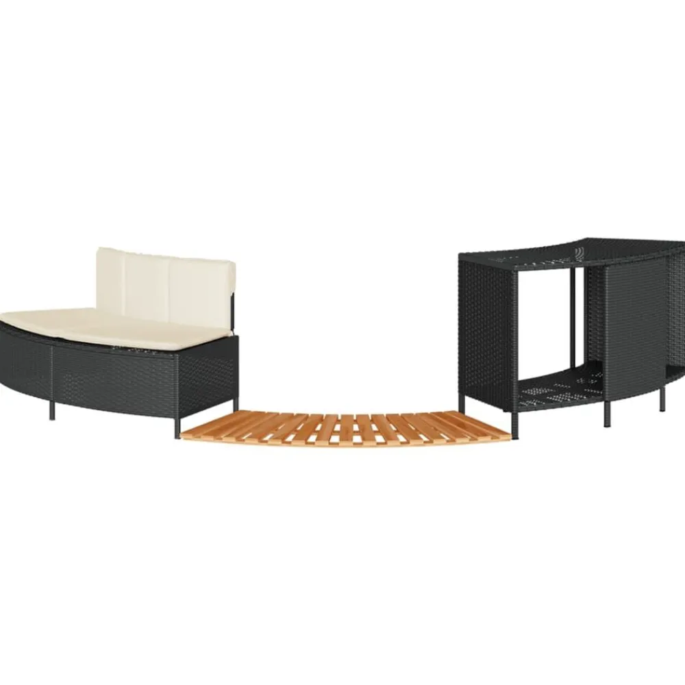 vidaXL Borde bañera hidromasaje madera acacia y ratán sintético Negro Best