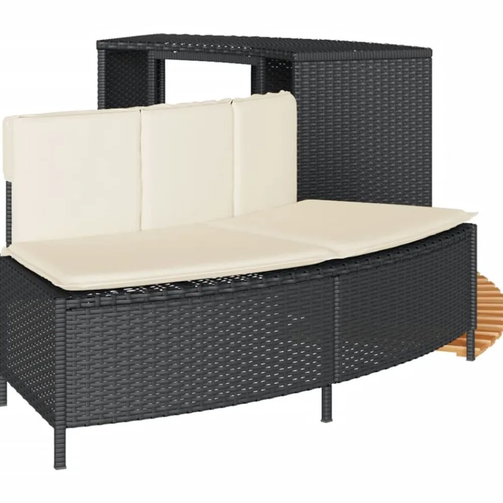 vidaXL Borde bañera hidromasaje madera acacia y ratán sintético Negro Best