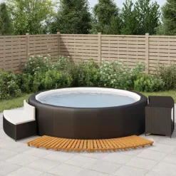 vidaXL Borde bañera hidromasaje madera acacia y ratán sintético Negro Best