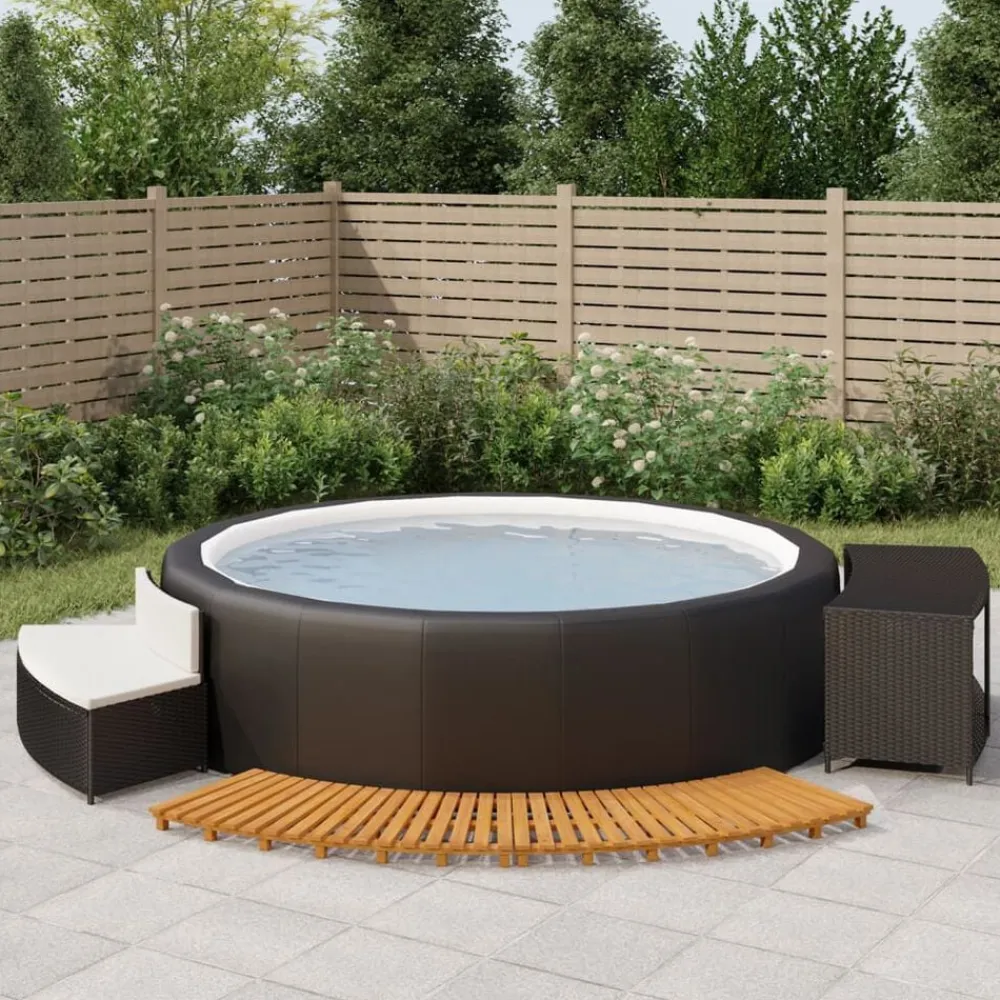 vidaXL Borde bañera hidromasaje madera acacia y ratán sintético Negro Best