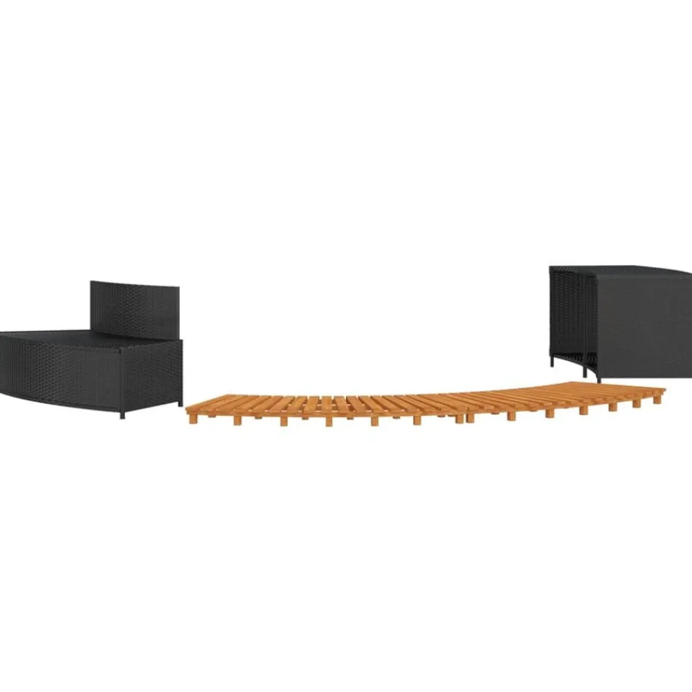 vidaXL Borde bañera hidromasaje madera acacia y ratán sintético Negro Best
