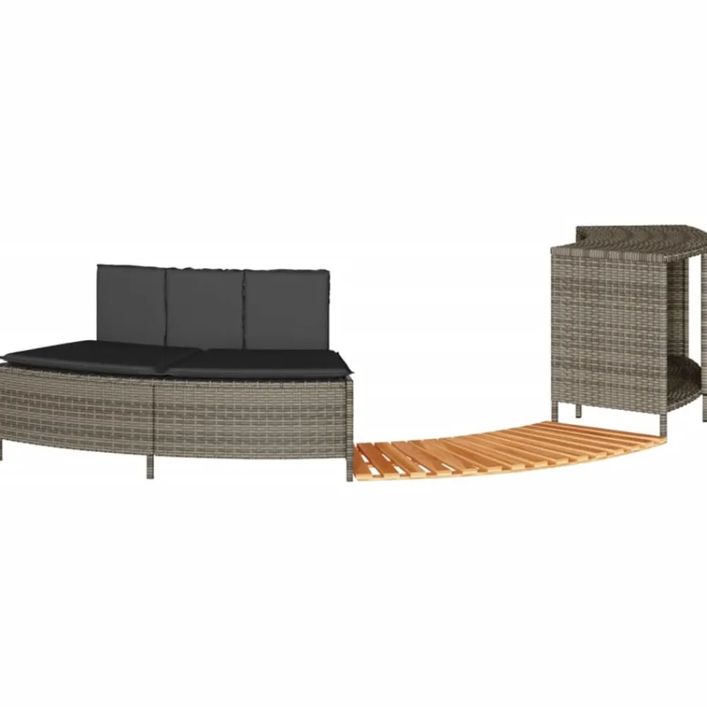 vidaXL Piscina Y Spa-Borde bañera hidromasaje madera acacia y ratán sintético