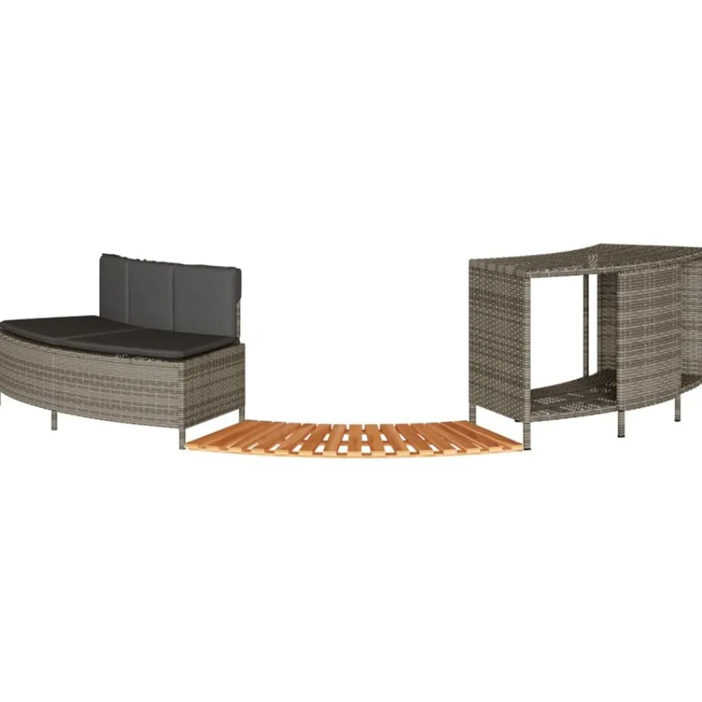 vidaXL Piscina Y Spa-Borde bañera hidromasaje madera acacia y ratán sintético