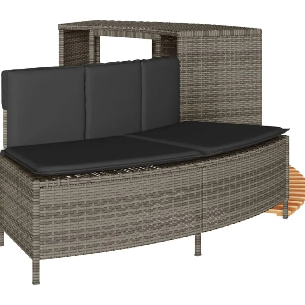 vidaXL Piscina Y Spa-Borde bañera hidromasaje madera acacia y ratán sintético