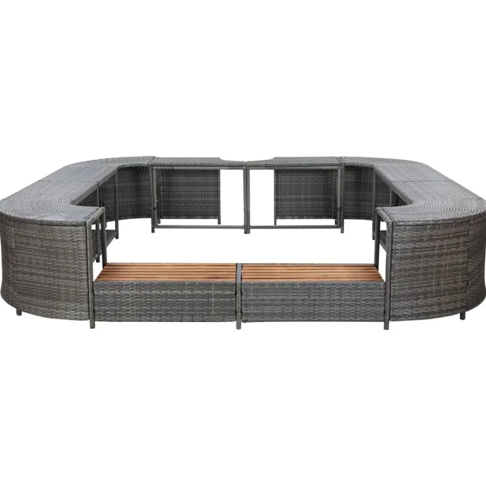 vidaXL Borde cuadrado bañera hidromasaje ratán PE 268x268x55 cm Gris