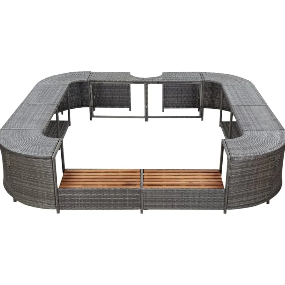 vidaXL Borde cuadrado bañera hidromasaje ratán PE 268x268x55 cm Gris