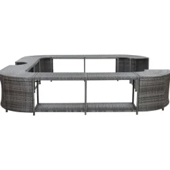 vidaXL Borde cuadrado bañera hidromasaje ratán PE 268x268x55 cm Gris