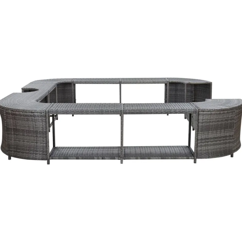 vidaXL Borde cuadrado bañera hidromasaje ratán PE 268x268x55 cm Gris