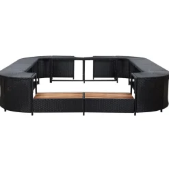 vidaXL Borde cuadrado bañera hidromasaje ratán PE 268x268x55 cm Negro Hot