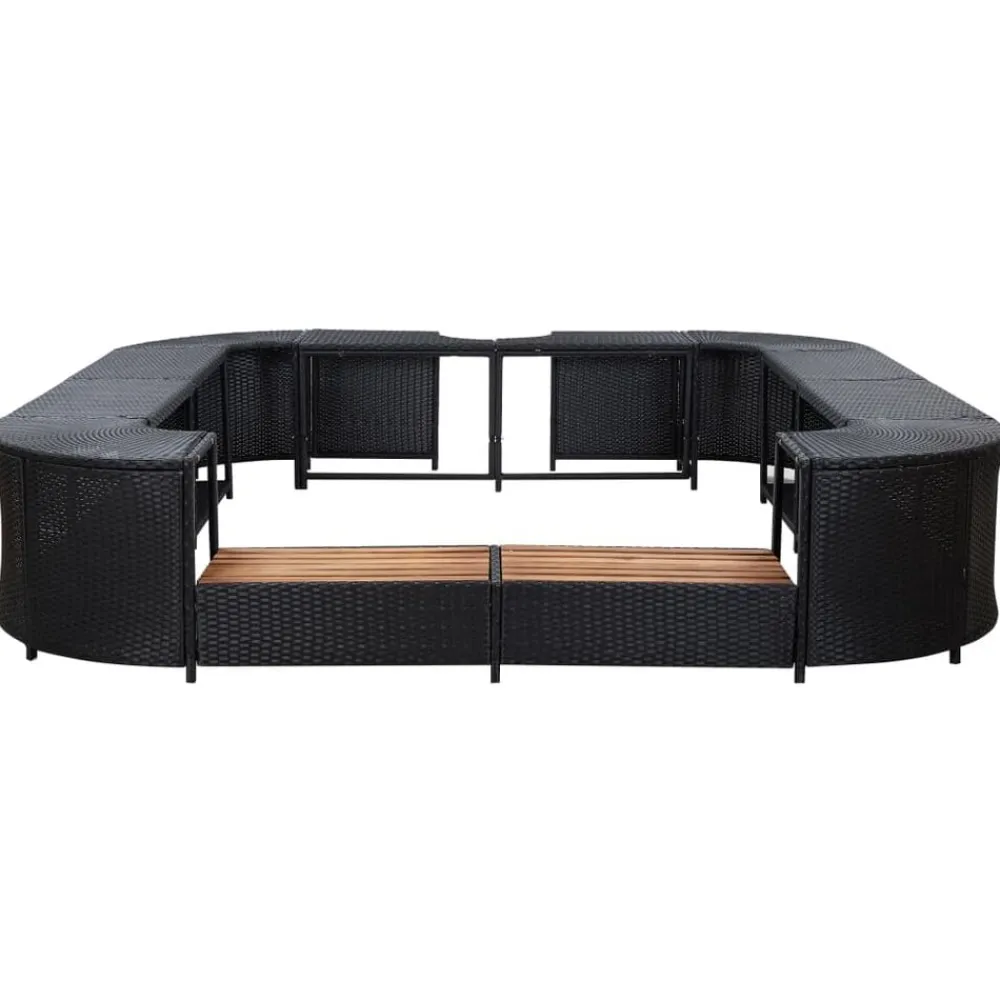 vidaXL Borde cuadrado bañera hidromasaje ratán PE 268x268x55 cm Negro Hot