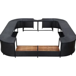 vidaXL Borde cuadrado bañera hidromasaje ratán PE 268x268x55 cm Negro Hot