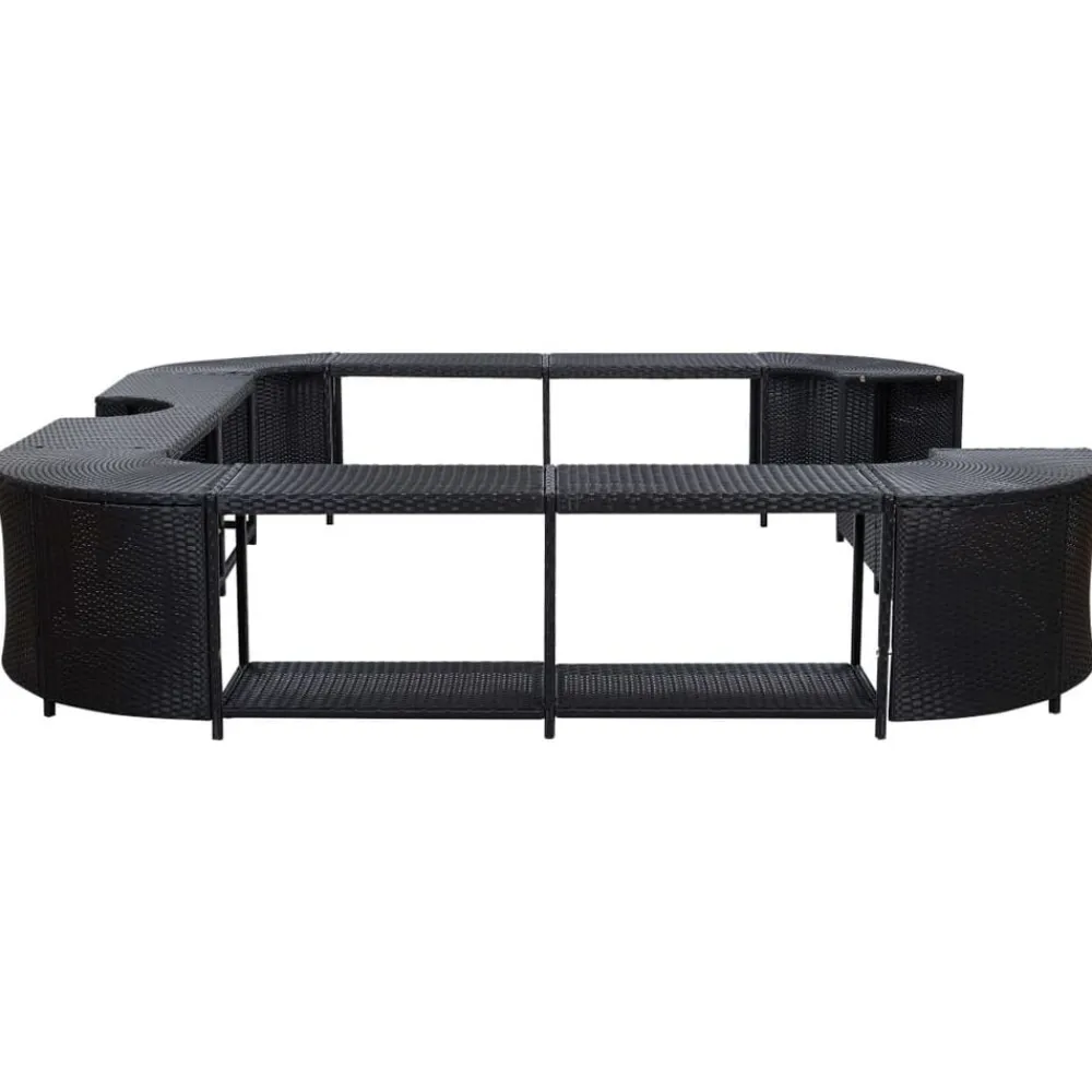 vidaXL Borde cuadrado bañera hidromasaje ratán PE 268x268x55 cm Negro Hot