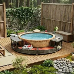 vidaXL Borde de bañera de hidromasaje ratán sintético Gris Best