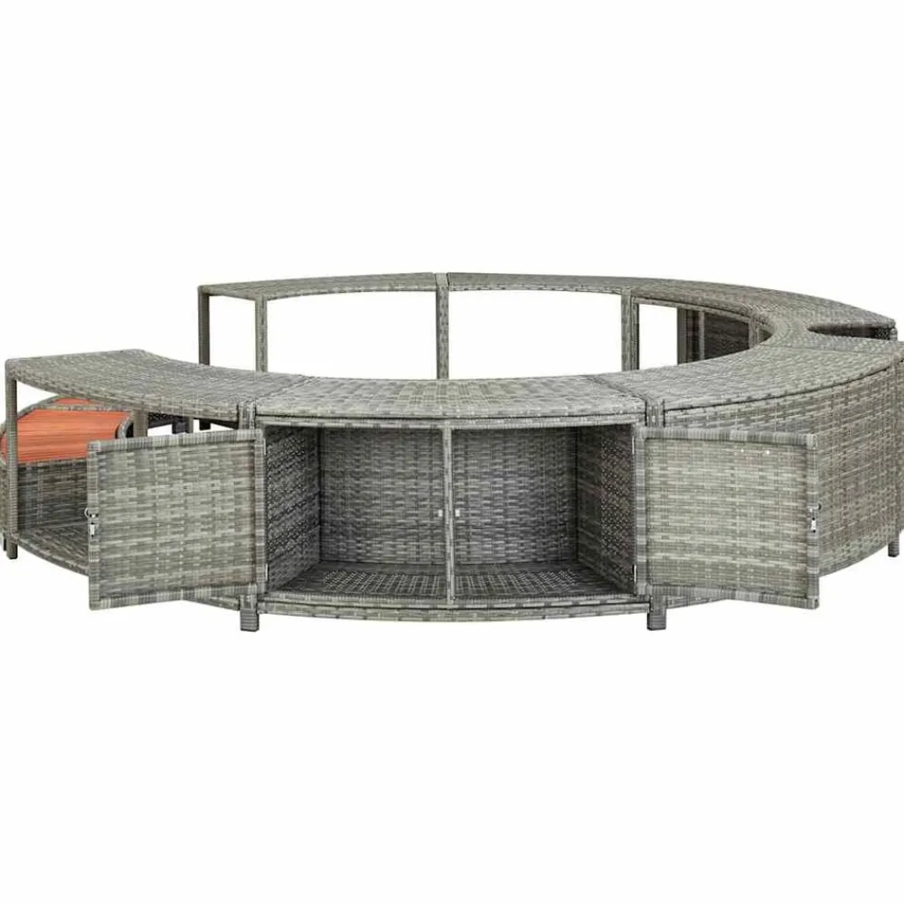 vidaXL Borde de bañera de hidromasaje ratán sintético Gris Best