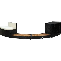 vidaXL Borde de bañera de hidromasaje ratán PE madera de acacia negro Hot