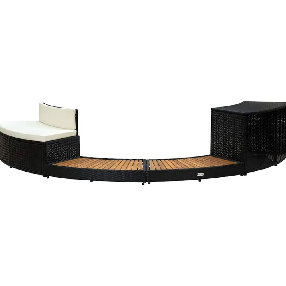 vidaXL Borde de bañera de hidromasaje ratán PE madera de acacia negro Hot