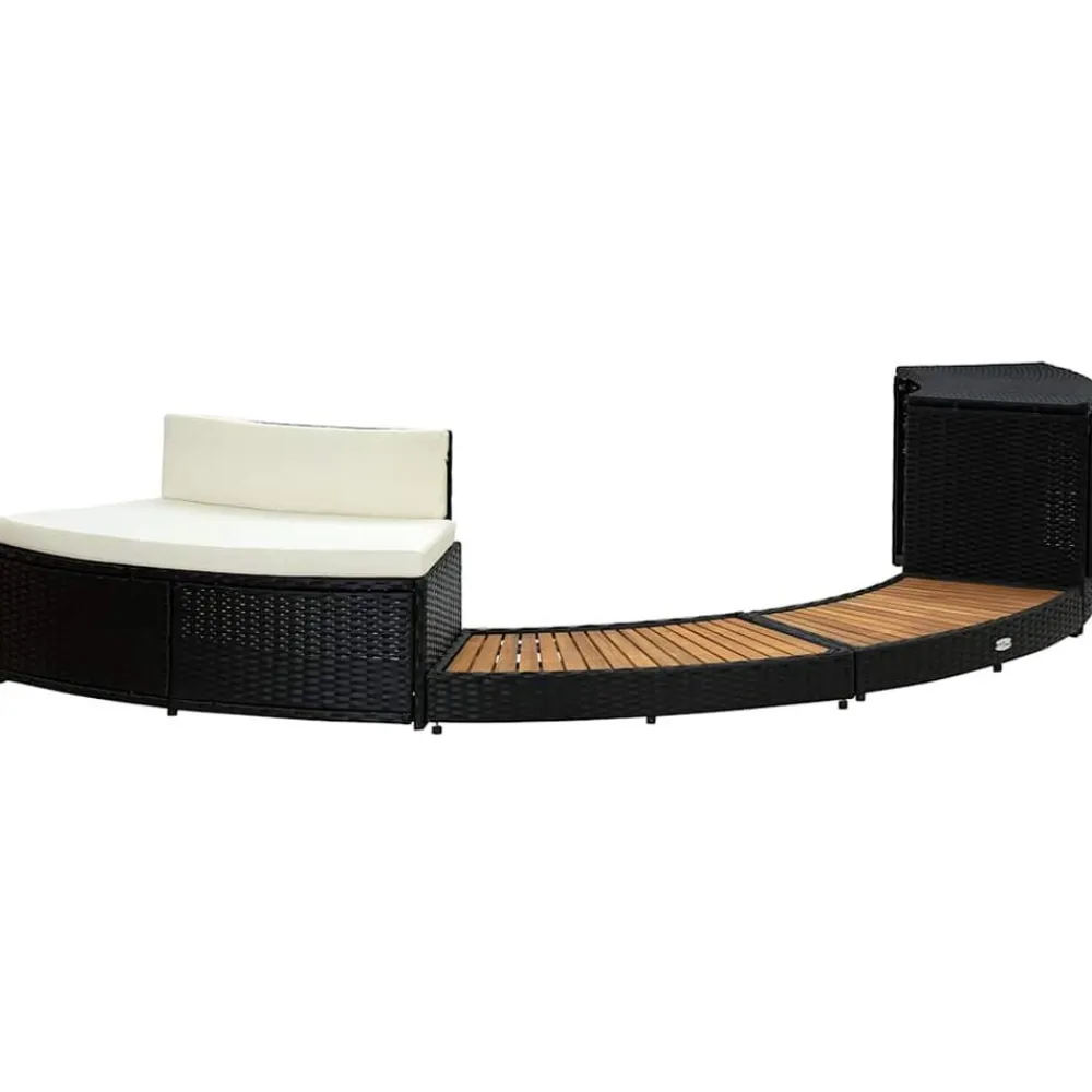 vidaXL Borde de bañera de hidromasaje ratán PE madera de acacia negro Hot