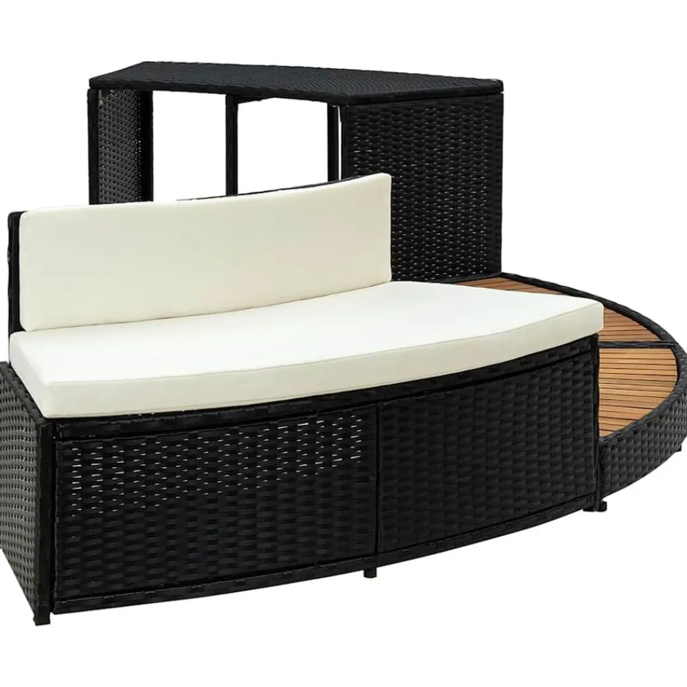 vidaXL Borde de bañera de hidromasaje ratán PE madera de acacia negro Hot