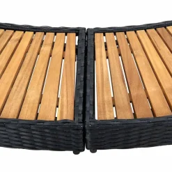 vidaXL Borde de bañera de hidromasaje ratán PE madera de acacia negro Hot