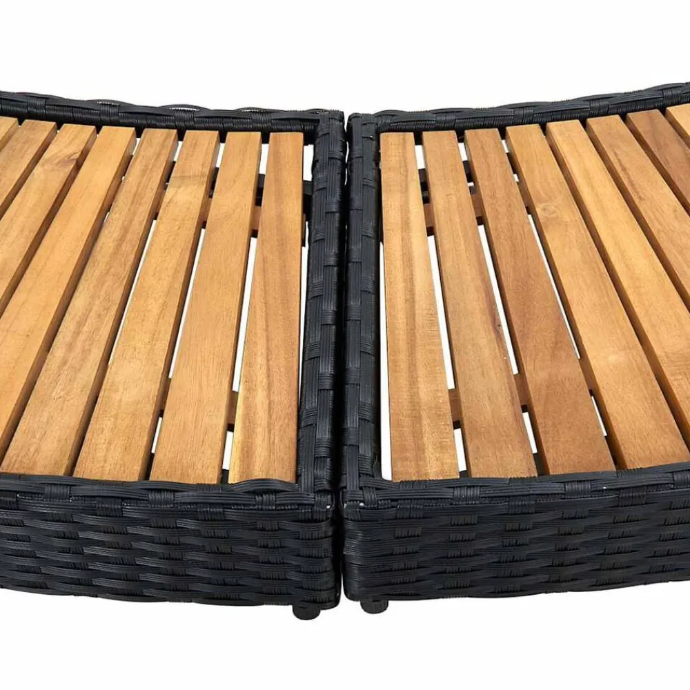 vidaXL Borde de bañera de hidromasaje ratán PE madera de acacia negro Hot