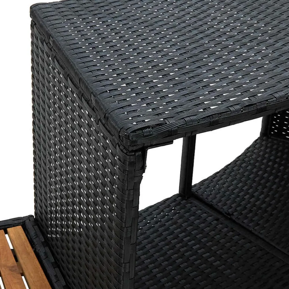 vidaXL Borde de bañera de hidromasaje ratán PE madera de acacia negro Hot