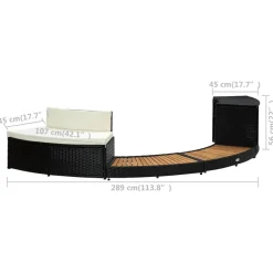 vidaXL Borde de bañera de hidromasaje ratán PE madera de acacia negro Hot