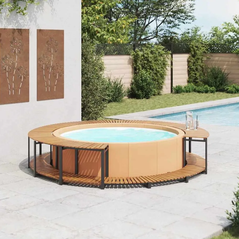 vidaXL Borde de bañera hidromasaje madera maciza de acacia 273x53 cm New