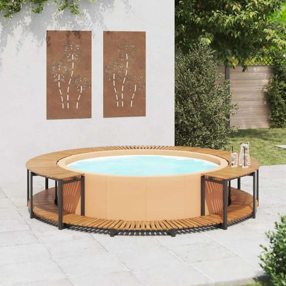 vidaXL Borde de bañera hidromasaje madera maciza de acacia 273x53 cm New