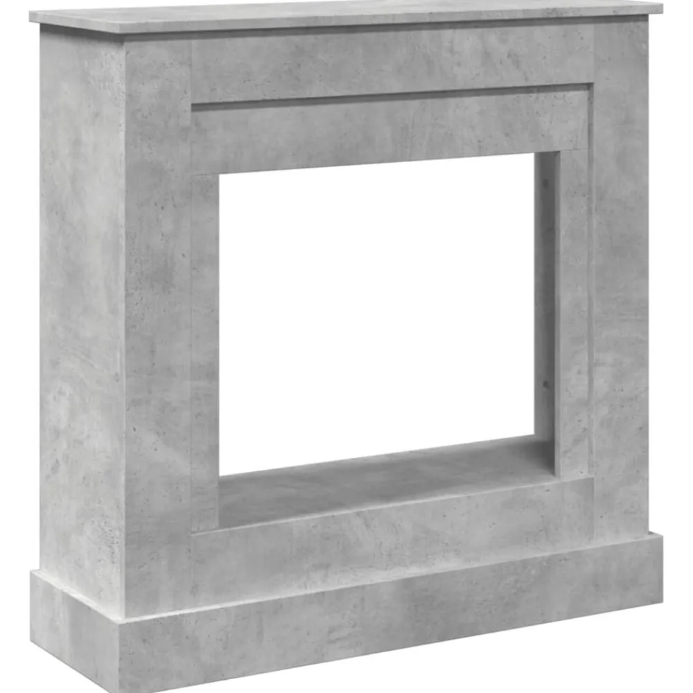 vidaXL Accesorios Para Hornos De Leña Y Chimeneas-Borde de chimenea madera ingeniería gris hormigón 90x30x90 cm