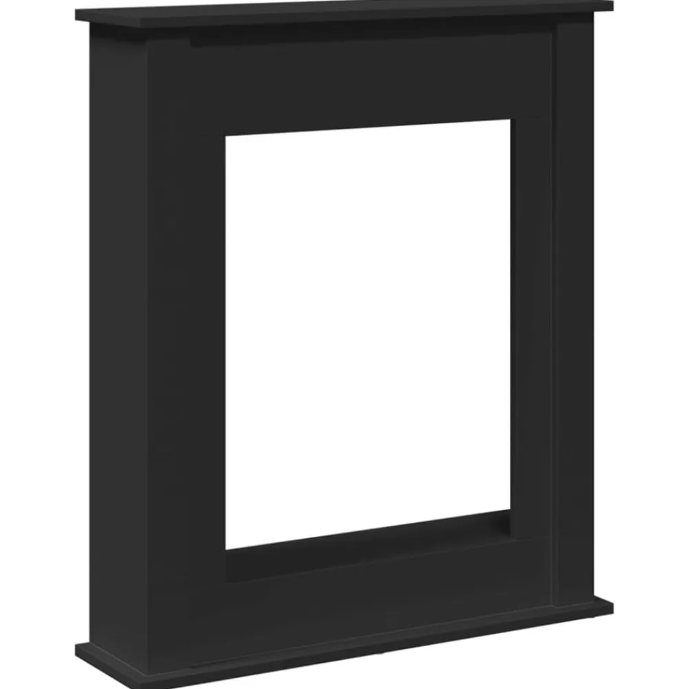 vidaXL Borde de chimenea madera de ingeniería 75x20x87,5 cm Negro New